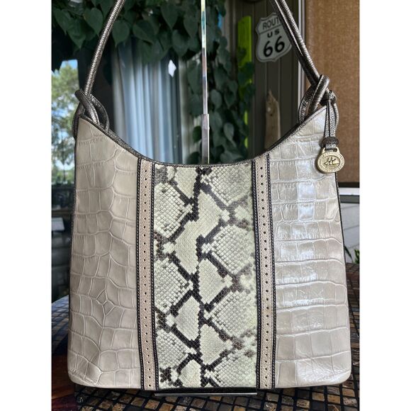 Brahmin Meryl Gallery Nova Tote Python & Croc Embossed Leather EUC! - Picture 2 of 11